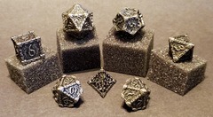 Fifteen4Two Ventures 7pc Solid Metal Dice Set Blood Dagger Silver w/Dice Bag